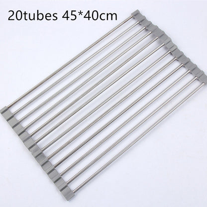 Folding Kitchen Drain Sink Rack Stainless Steel