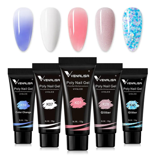 Venalisa Poly Nail Gel 15ml Bottle New Nail Manicure Funny Bunny Color Opal Jelly Gel Nail Quick Building UV/LED Gel