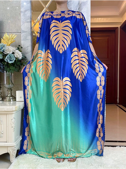 African Summer Kaftan Muslim Women's Dress  Printed Fabric Africa Maxi Casual