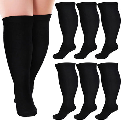 6 Pairs 5XL Compression Socks Wide Calf Women Men Support Stockings Reduces Swelling Pain Nurses Running Pregnant Travel Flight