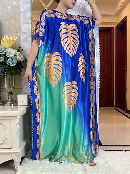 African Summer Kaftan Muslim Women's Dress  Printed Fabric Africa Maxi Casual