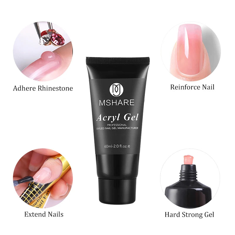 Poly Nails Acryl Gel 60ml 60g Builder UV Led Acrylgel Nails Extensions Acrylic Pink White Clear Gel Acrylatic Cover